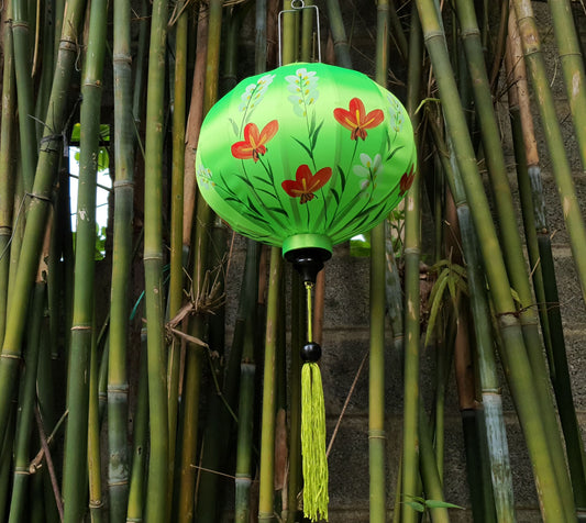 Handpainted bamboo silk lantern 40cm - Custom made lantern - Ceiling lanterns - Wedding Party lanterns - Lantern for porch - Patio lanterns