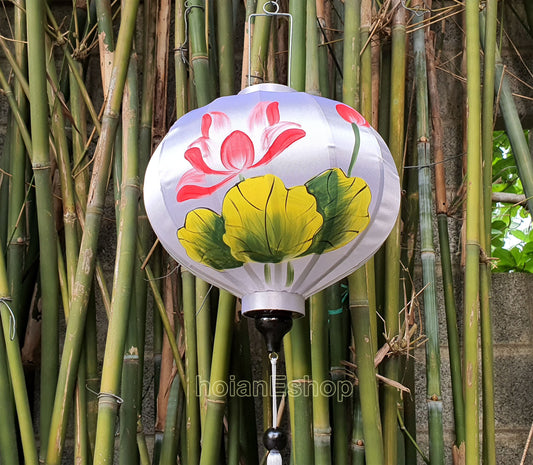 Hand painted Lotus silk lantern 40cm - Custom made lantern - Restaurant lanterns - Wedding Party lanterns - Lantern for Patio