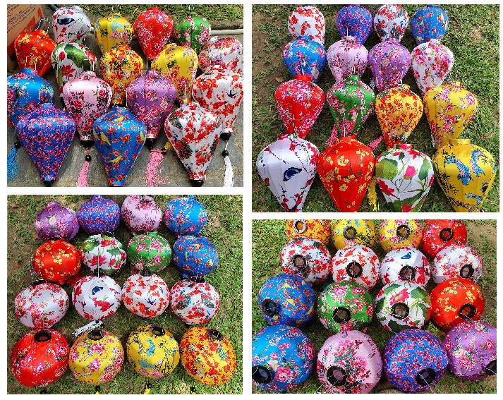 Set of 50 pcs Vietnamese silk lanterns 40 cm - 3D printed silk lanterns for Garden decoration - Wedding decoration, lanterns for restaurant