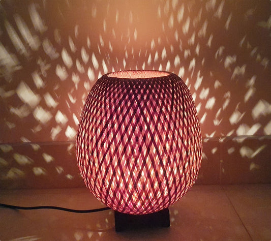 Round bamboo lamp with dimmer for bedroom, table lamps, floor lamps for living room, bamboo lampshade for home decor