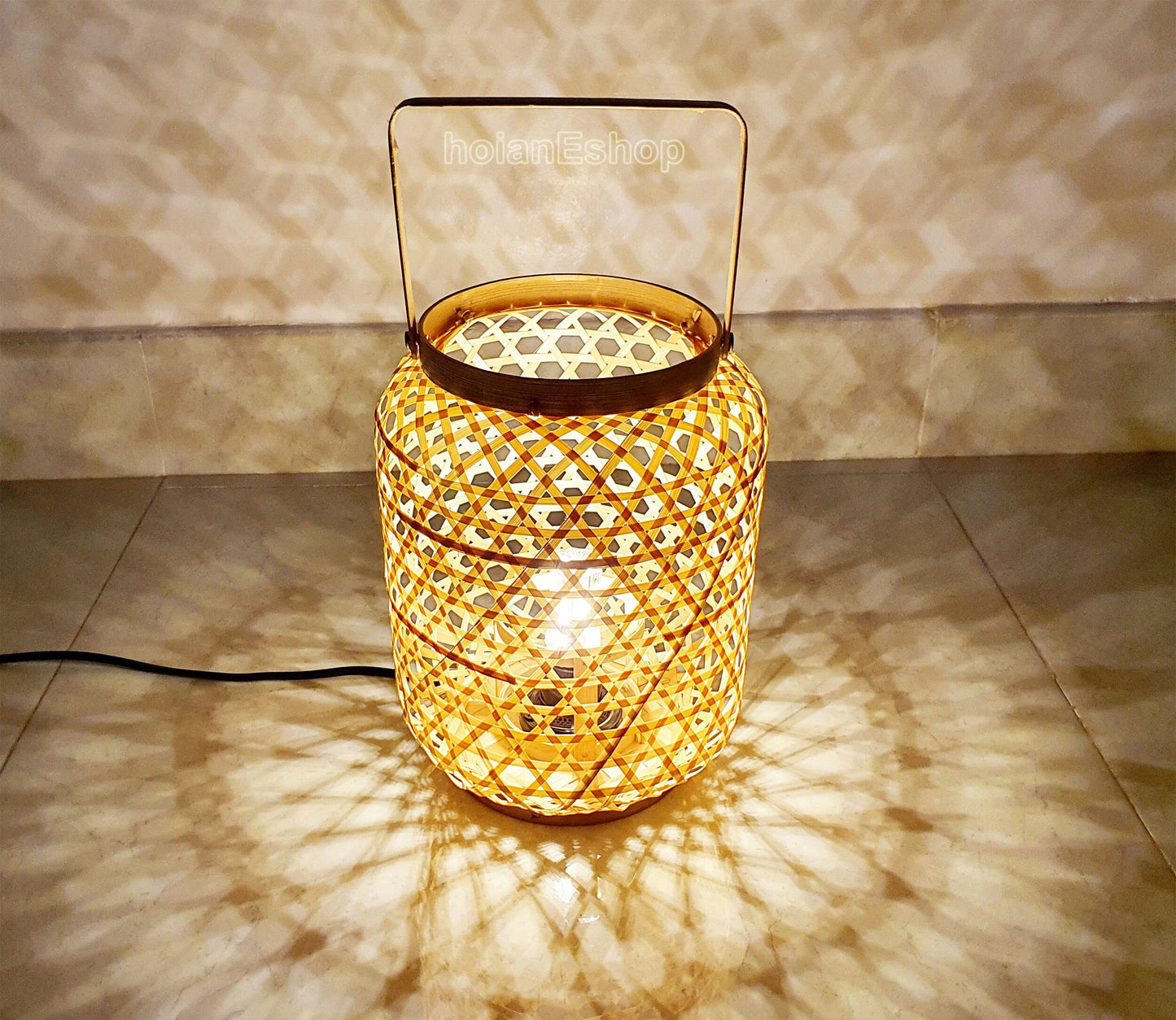 Flexible Bamboo Pendant Light, Ceiling Lamp, Bamboo Hanging Lamp, Asian Lamp, Bamboo table lamp bedside lamp Bamboo lamp Tri-color Led light
