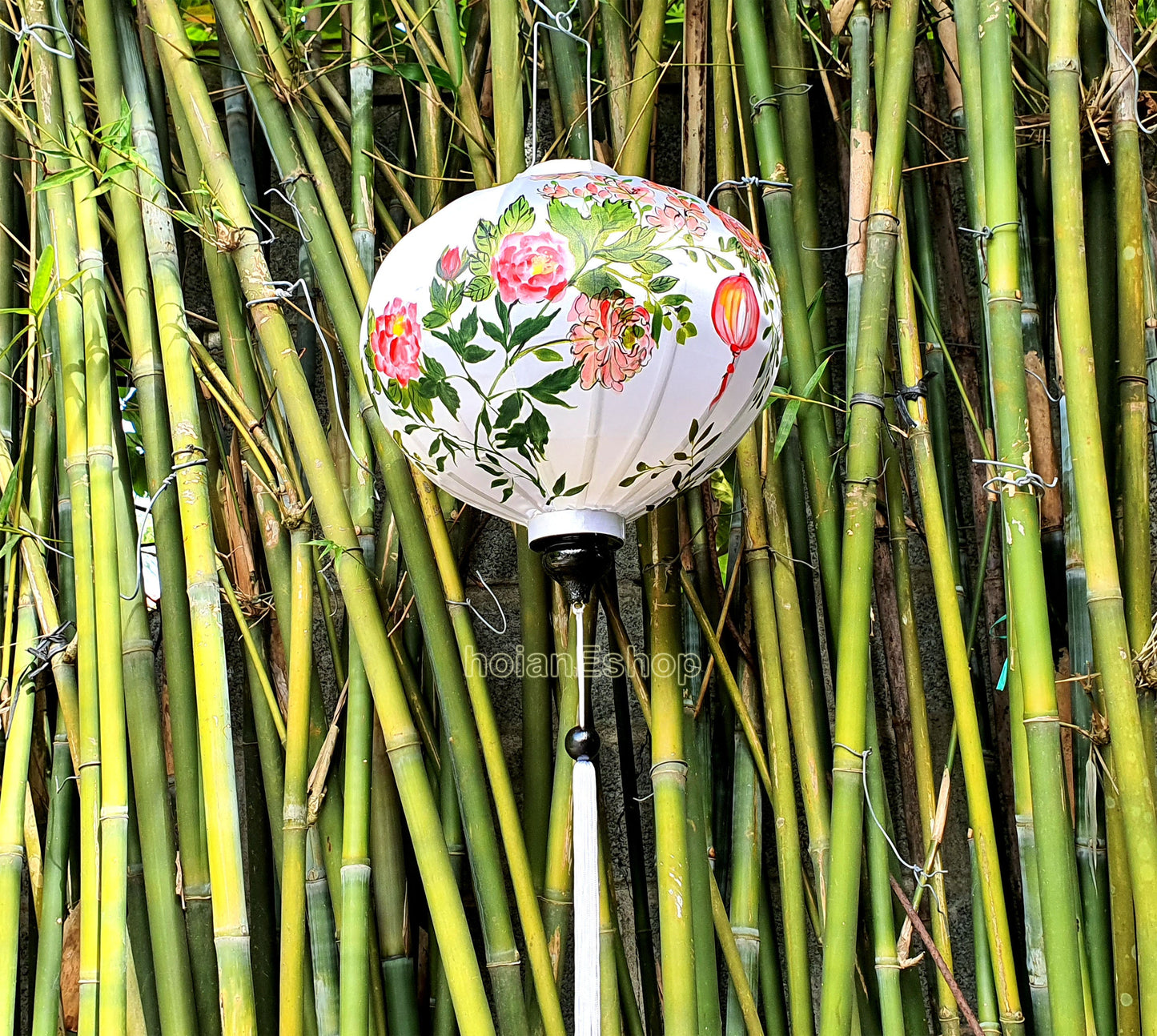 Custom made lanterns - Handpainted lanterns 45cm - Vietnamese Hoi an silk lanterns for wedding party decor - Flower silk lanterns