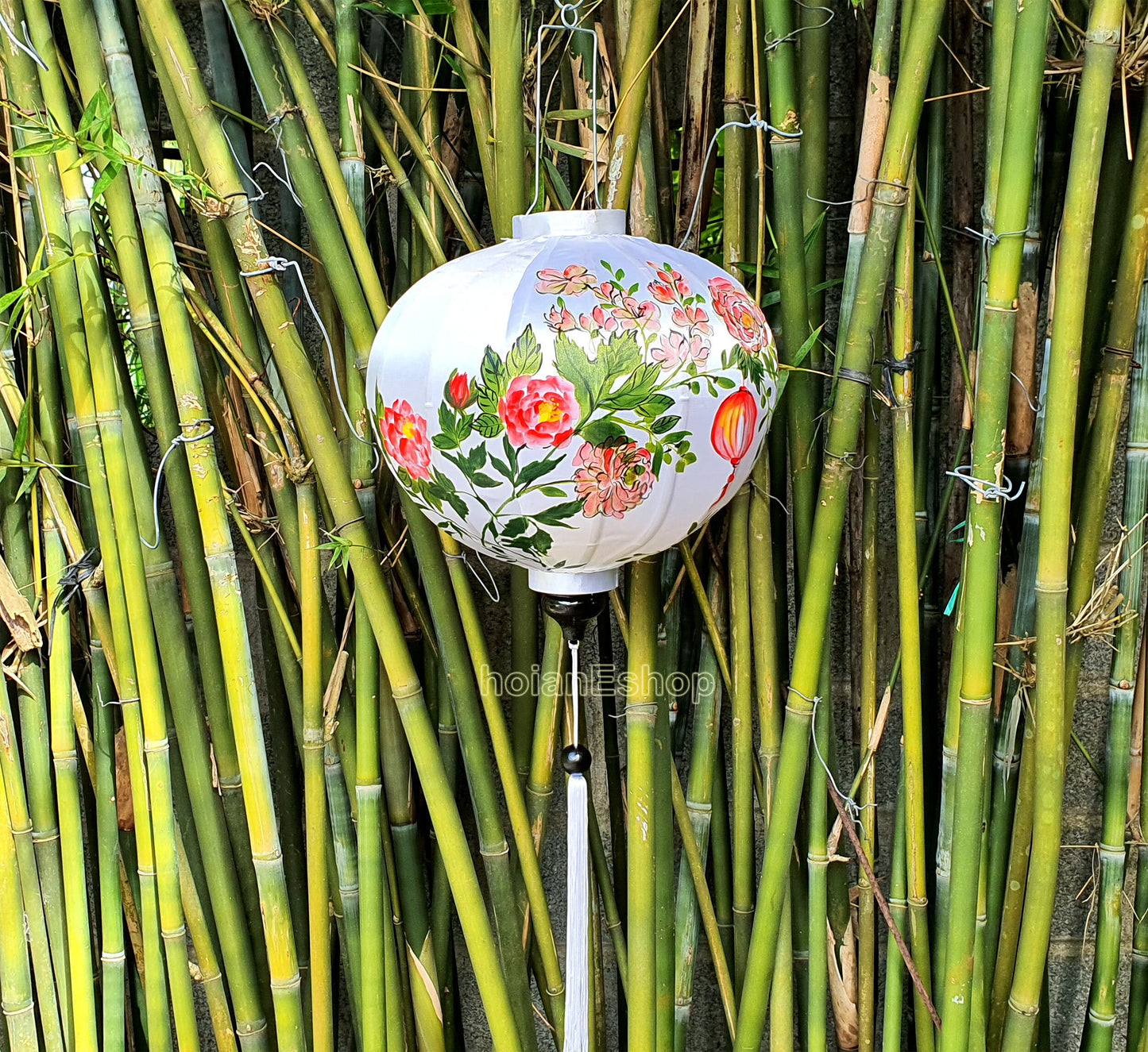 Custom made lanterns - Handpainted lanterns 45cm - Vietnamese Hoi an silk lanterns for wedding party decor - Flower silk lanterns