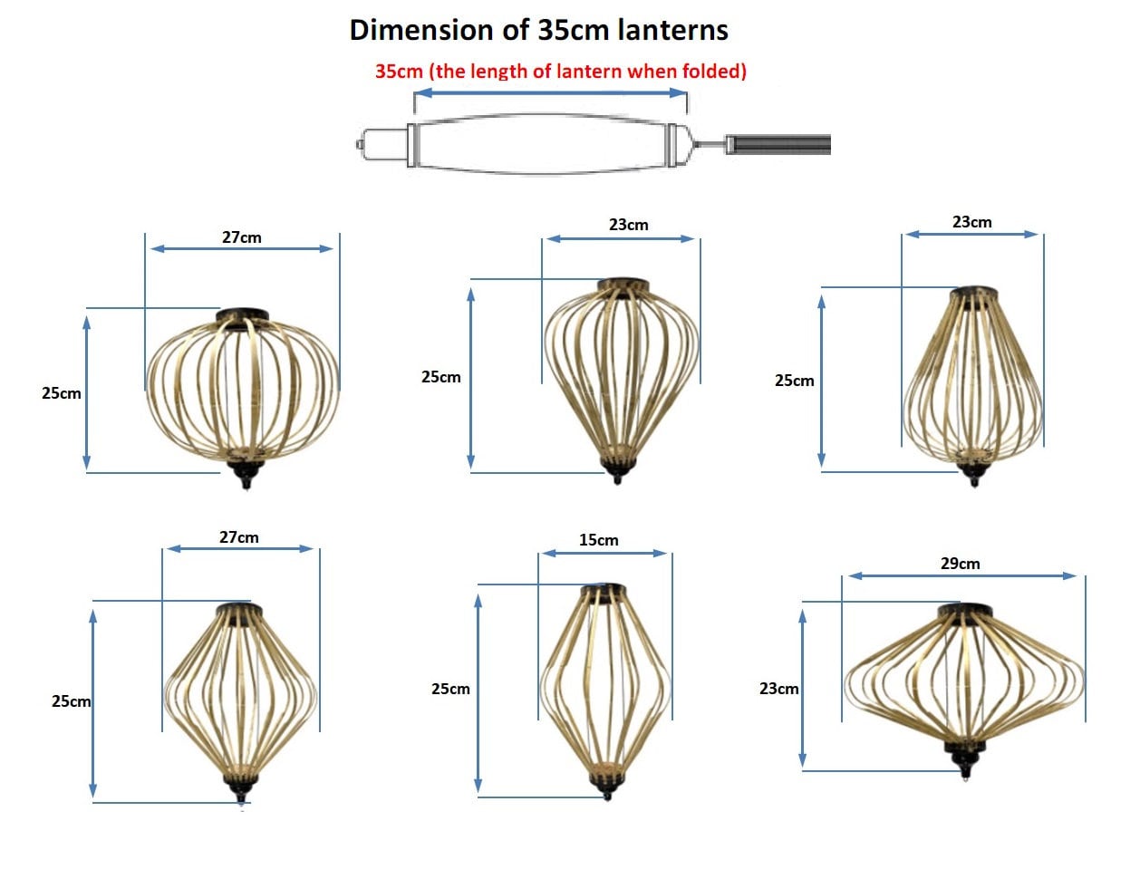 Bamboo Silk Lanterns 35cm for Wedding Party Decoration - Set of 4 pcs - UFO Lanterns Restaurant Decorative