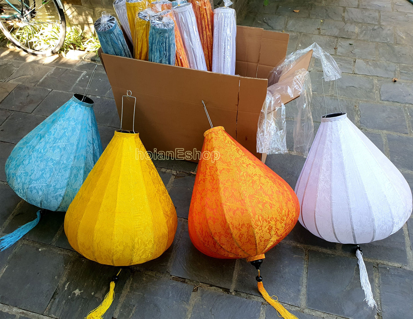 Set of 4 pcs large lanterns 90cm for Wedding party decoration - Hoi An silk lanterns for wedding tent decor - Big lanterns decorative