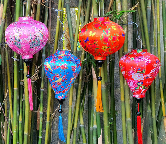 Vietnamese HoiAn silk lanterns 35cm - Set of 4 pcs - Personalization lanterns - Wedding lanterns decorative - Outdoor Garden lanterns