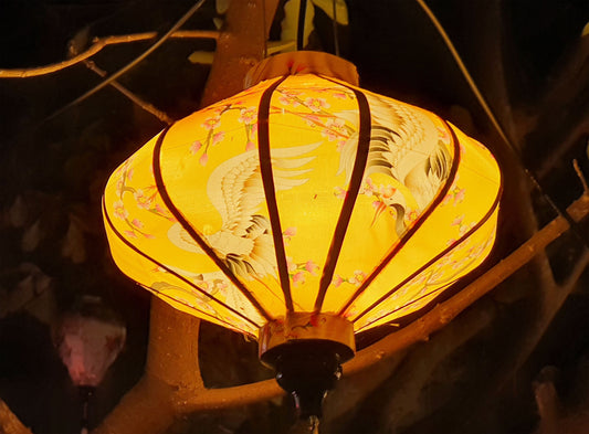 Bamboo Silk Lanterns 35cm for Wedding Party Decoration - Set of 4 pcs - UFO Lanterns Restaurant Decorative