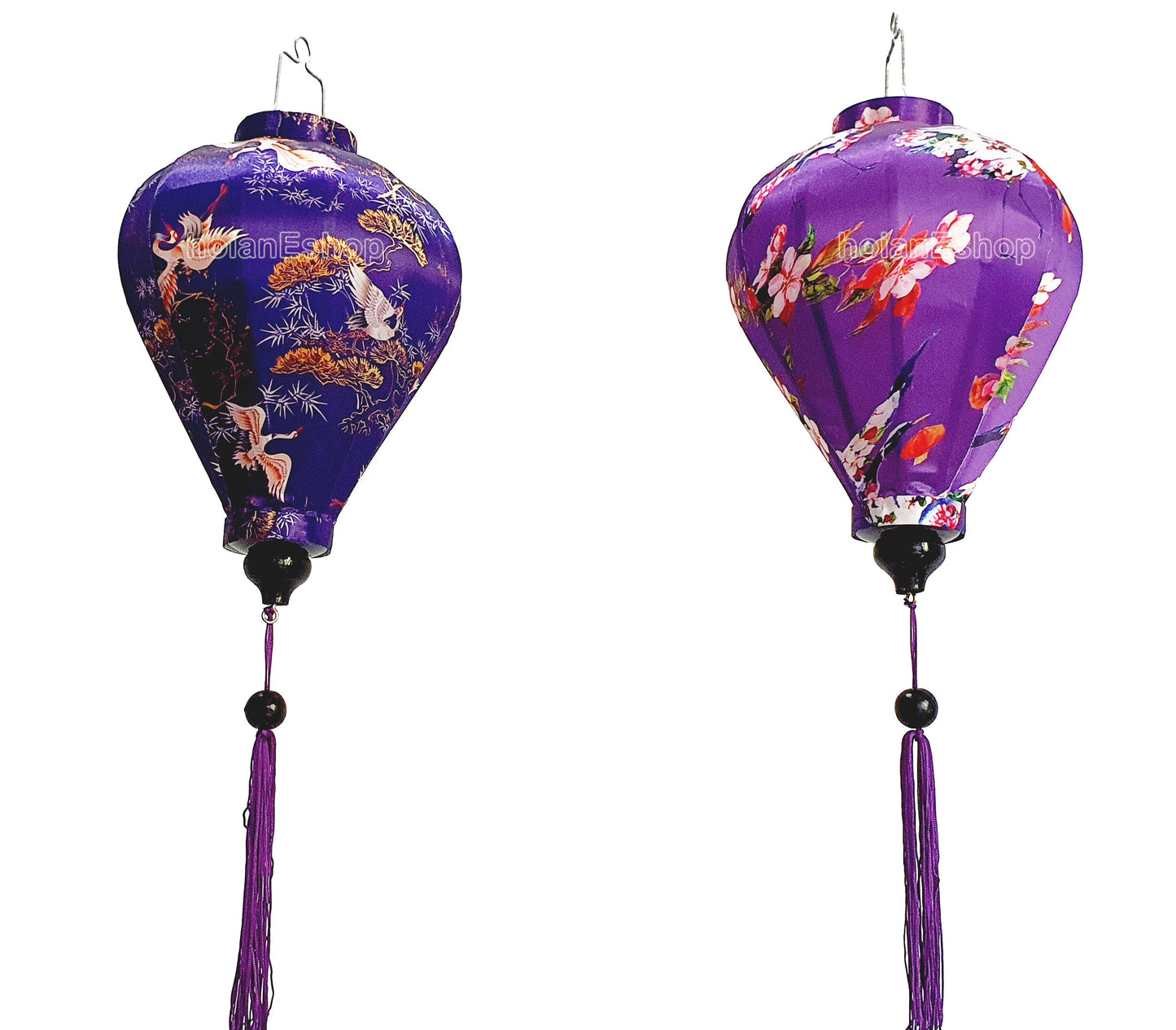 Set of 2 Hoi An bamboo silk lanterns 35cm - Mix shape and color - Personalization - Patio decoration - Wedding lanterns - Garden lanterns