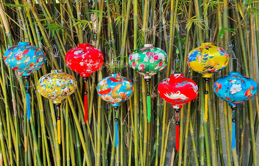 8 pcs Vietnam Bamboo silk lanterns 35cm for wedding decor - outdoor party decor - Gerden decorative - wholesale silk lanterns