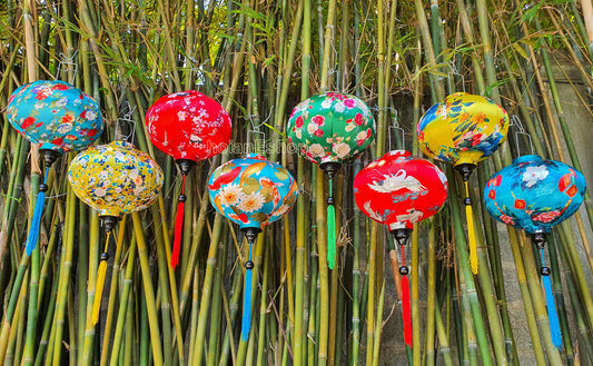 8 pcs Vietnam Bamboo silk lanterns 35cm for wedding decor - outdoor party decor - Gerden decorative - wholesale silk lanterns