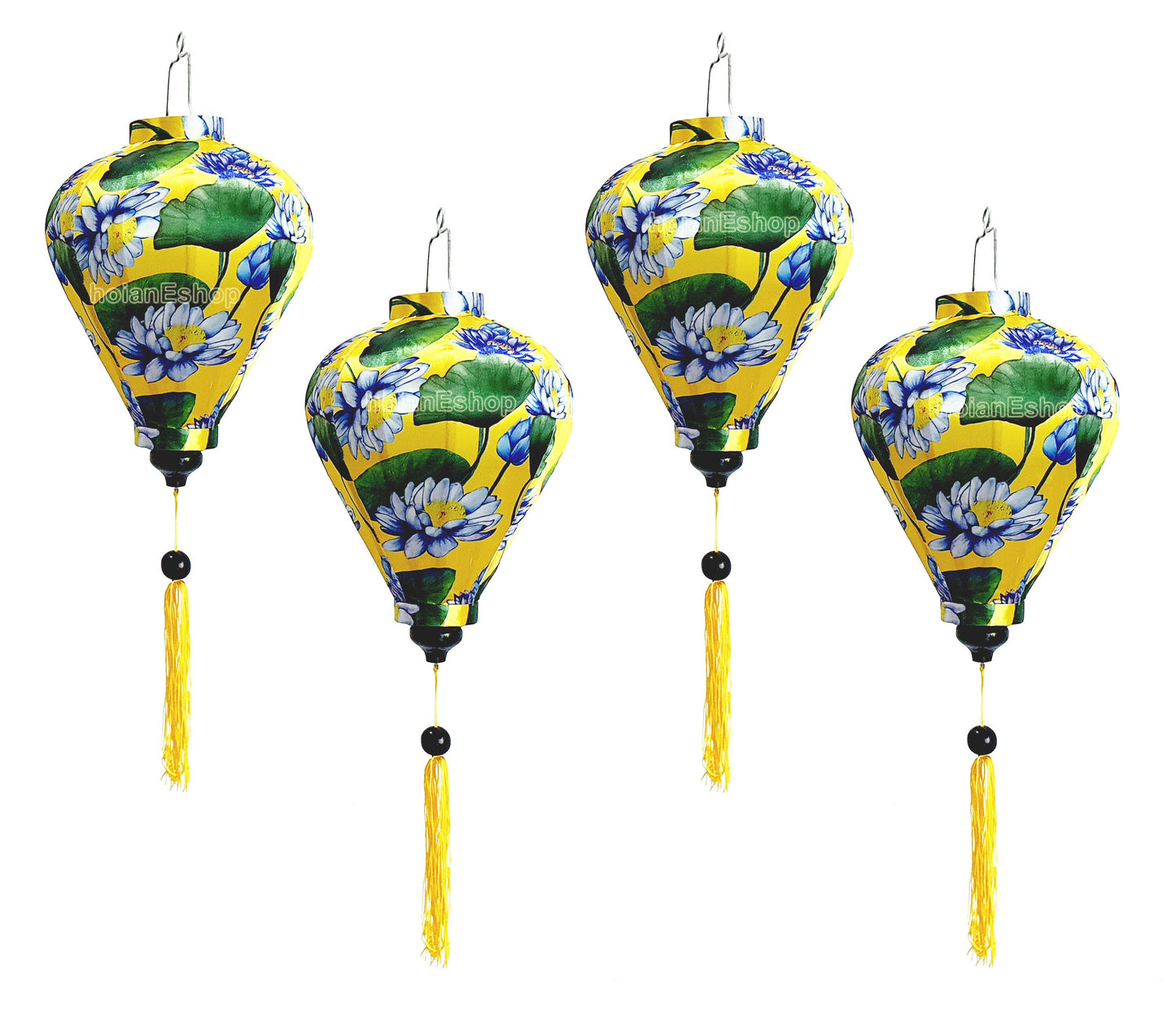 Set of 4 Hoi An bamboo silk lanterns 35cm with 3D flower fabric Garden decor Personalization lanterns Wedding lanterns hoi an