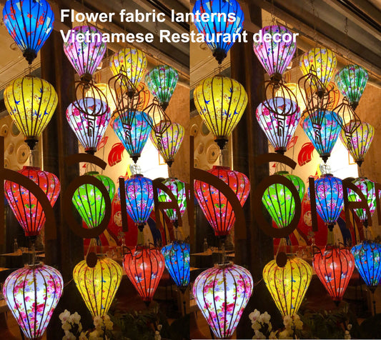 Set 20 Vietnam bamboo silk lanterns 55 cm for Garden decor Flower lantern for wedding decor Ceiling light decor Wedding tent decor lantern