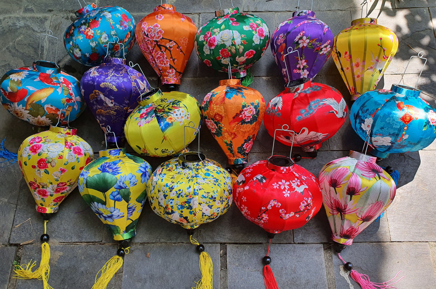 Set 8 pcs hoi an silk lanterns 35cm for wedding party decoration - outdoor garden decor - wholesale silk lanterns