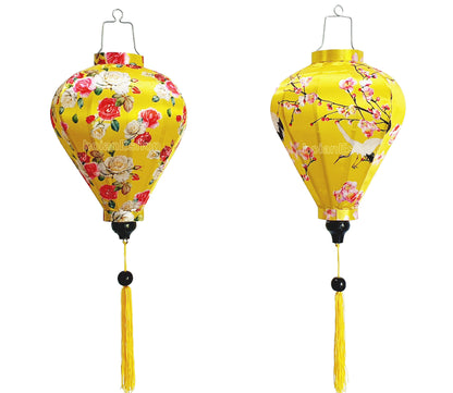 Set 2 authentic Hoi An Bamboo Silk lanterns 35cm - Mix shape - Lanterns for restaurant- Wedding decoration - Lanterns for wedding.