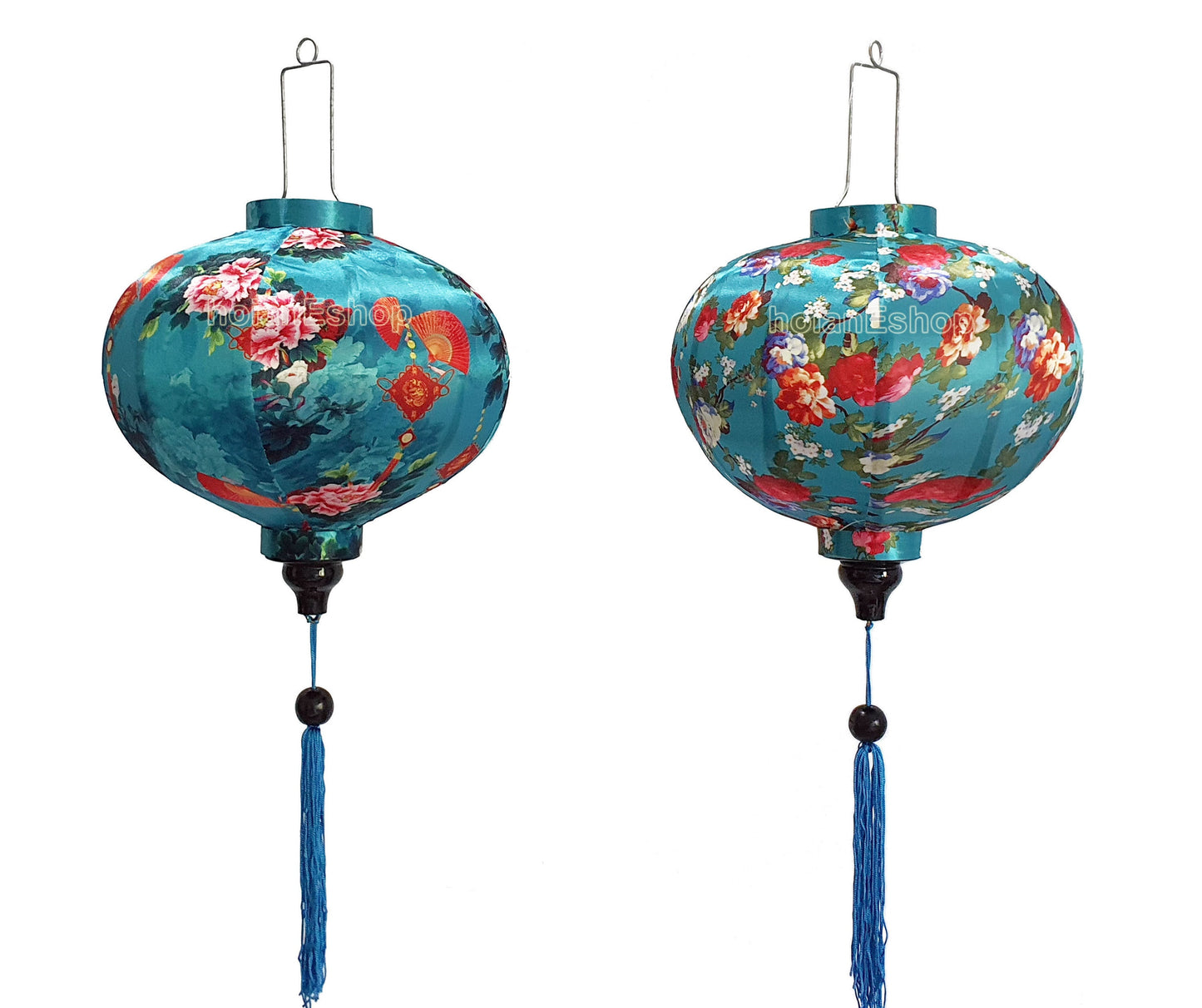 Set of 2 Hoi An bamboo silk lanterns 35cm - New 3D flower fabric - Wedding lanterns-Buyer choose shape and color - Personalization lantern