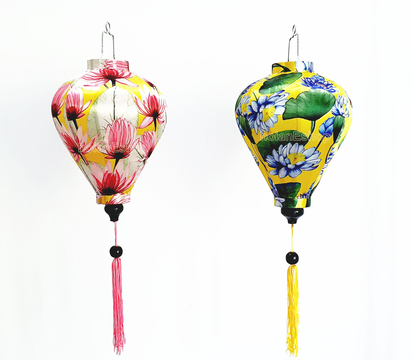 Set of 2 Vietnam bamboo lanterns 35cm - New 3D flower fabric - Wedding lanterns-Buyer choose shape and color - Personalization lantern