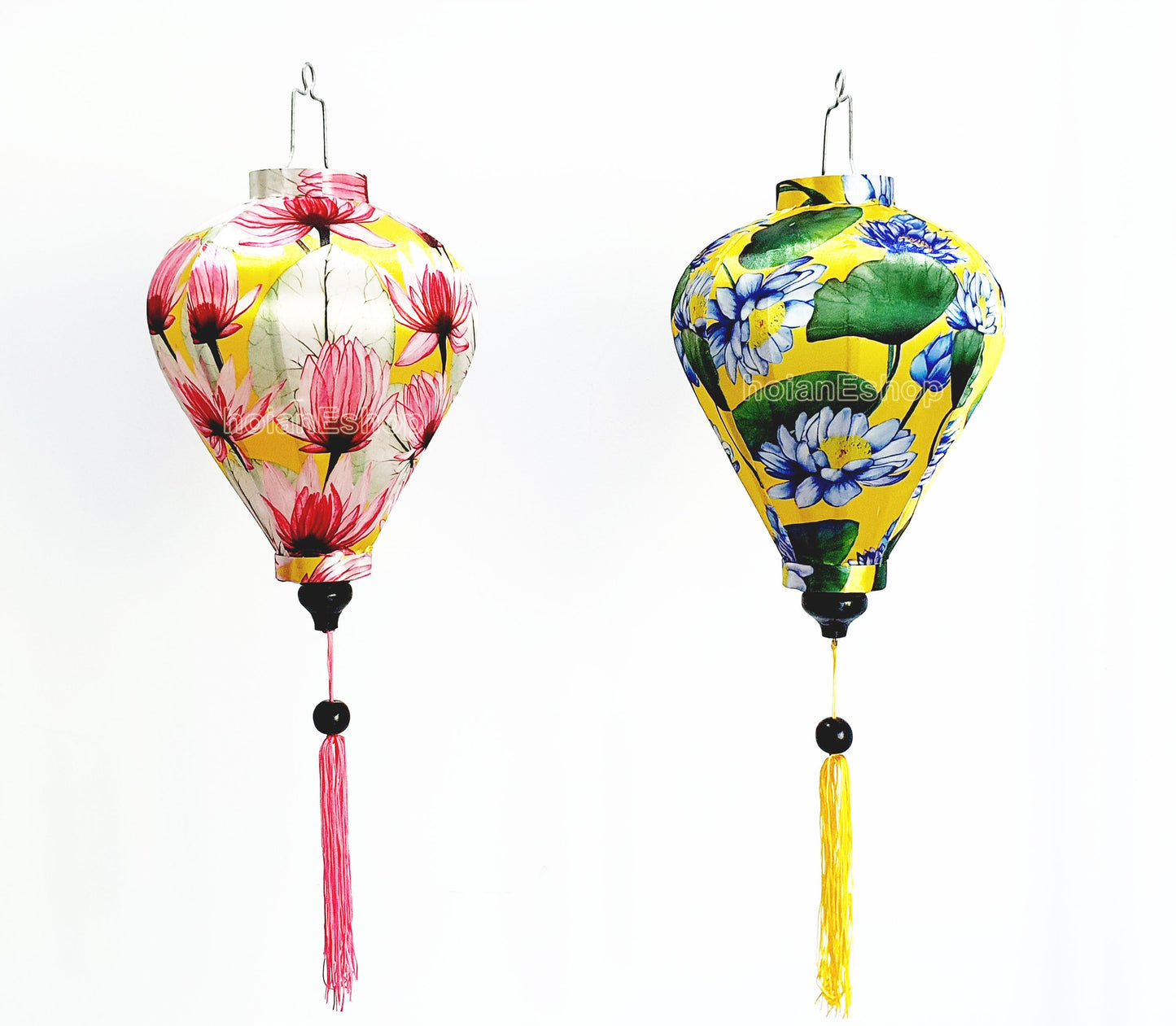 Set of 2 Vietnam bamboo silk lanterns 35cm - New 3D flower fabric - Wedding lanterns-Buyer choose shape and color - Personalization lantern