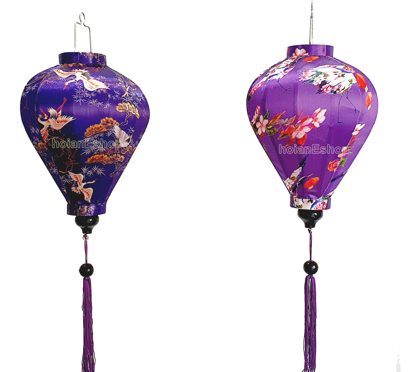 Set of 2 Hoi An bamboo silk lanterns 35cm - New 3D flower fabric - Wedding lanterns-Buyer choose shape and color - Personalization lantern