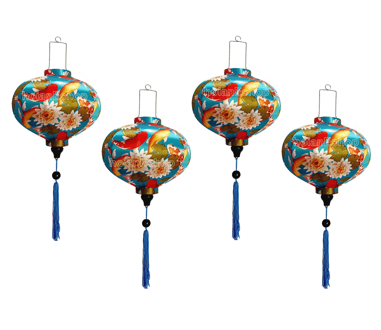 Lanterns for christmas New Year Decorations Silk Lanterns for Garden decorations Personalization lanterns for Wedding - (Set 4 PCS)