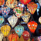 Set 20 Vietnamese HoiAn 3d flower fabric silk lanterns 35cm (Including String light kit of 20 LED bulbs for lighting up lanterns)