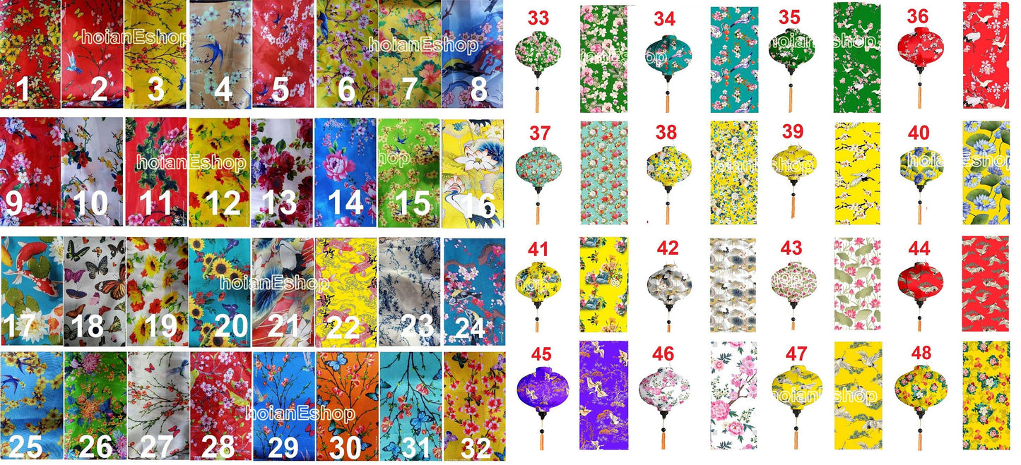 Set 20 Vietnamese HoiAn 3d flower fabric silk lanterns 35cm (Including String light kit of 20 LED bulbs for lighting up lanterns)