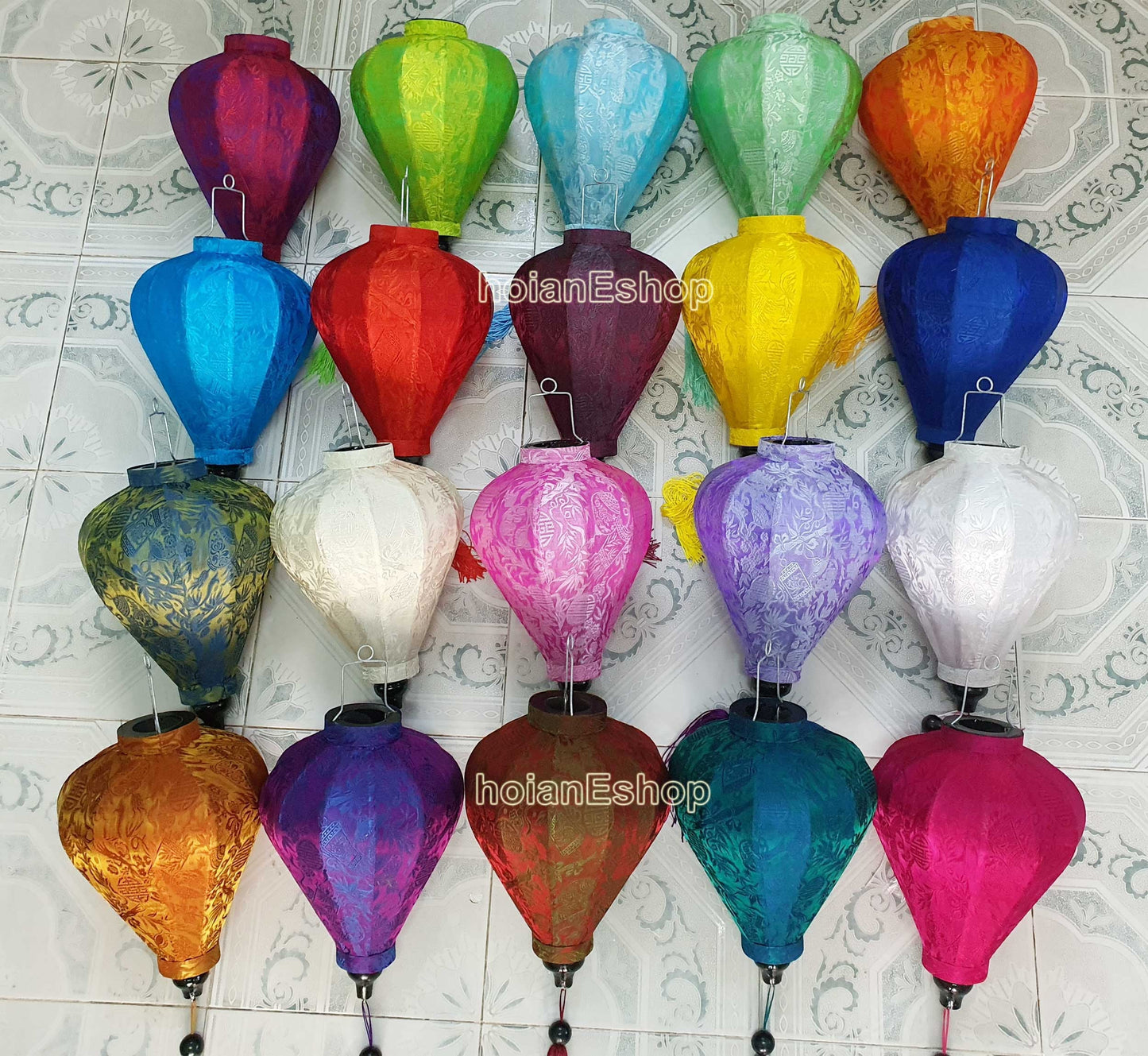 Set of 20 Vietnam silk lanterns 35cm for Wedding Party Decor, Outdoor Party decoration, and Restaurant decoration, 20 different colors