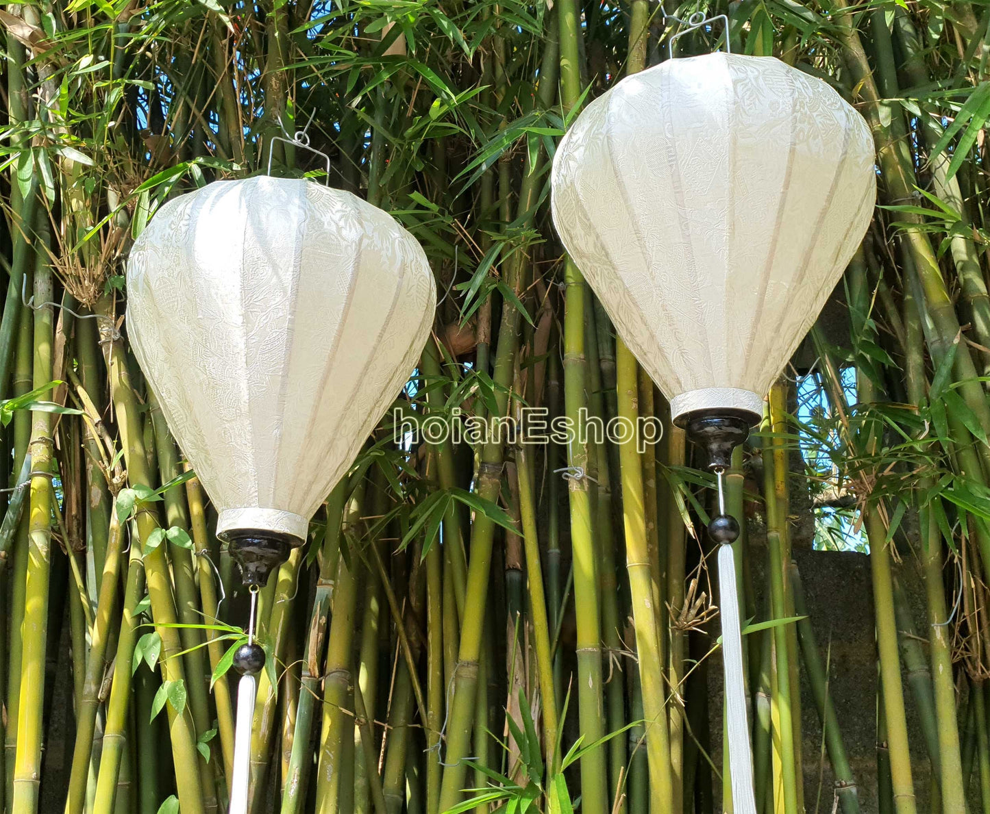 Set 20 Ivory/White Silk Lanterns 55 cm for wedding party decor, Traditional lanterns for Garden Balcony Decoration