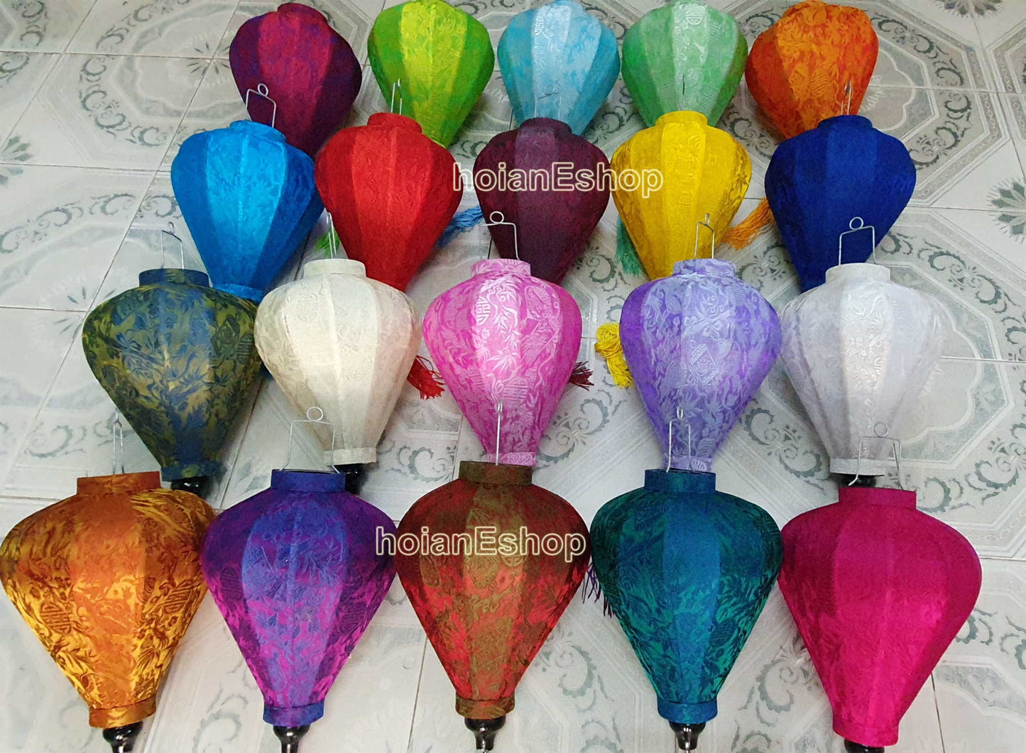 Set of 20 Vietnam silk lanterns 35cm for Wedding Party Decor, Outdoor Party decoration, and Restaurant decoration, 20 different colors