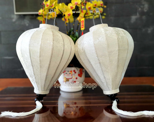 Set 2 Vietnam Ivory White Silk Lanterns for Wedding Party decor (55cm) Garlic White Lanterns for Events Decorative