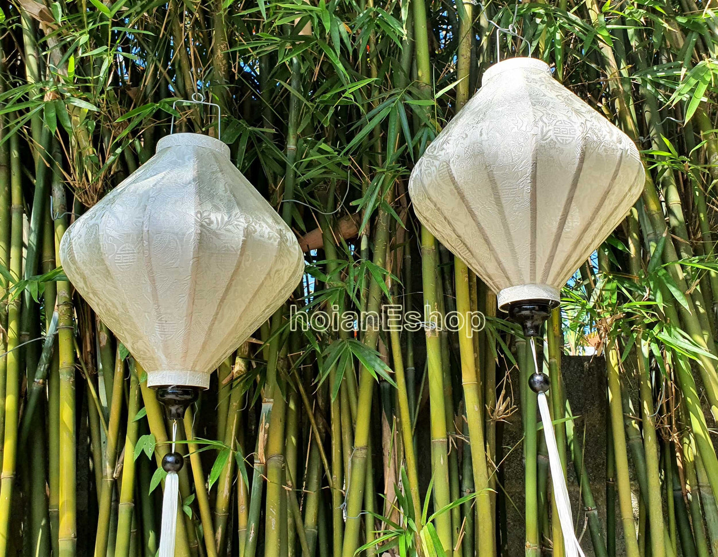 Set 2 White Lanterns for Garden Party decor (55cm) White Cream/Ivory/Off white Lanterns for Wedding Events Decoration