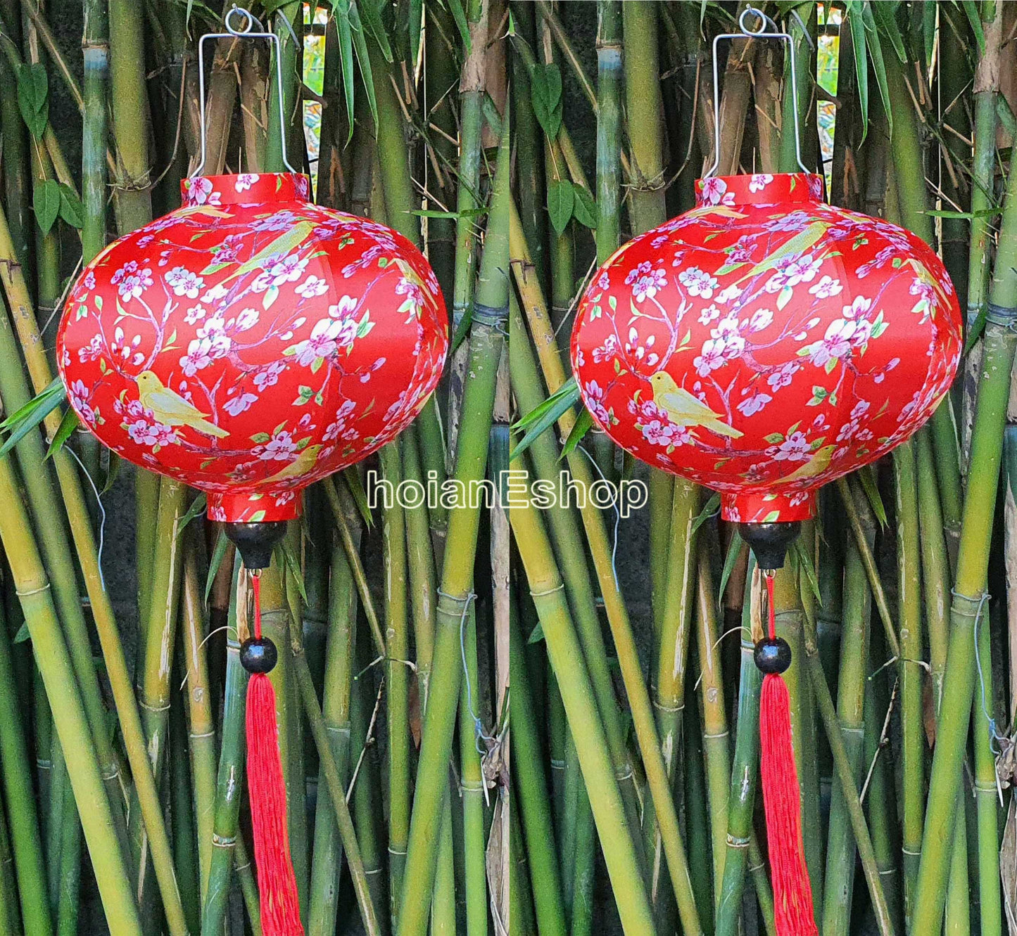 Set 2 Vietnam bamboo silk lanterns 35cm - New 3D flower fabric - Wedding lanterns - Buyer choose shape and color - Personalization lantern