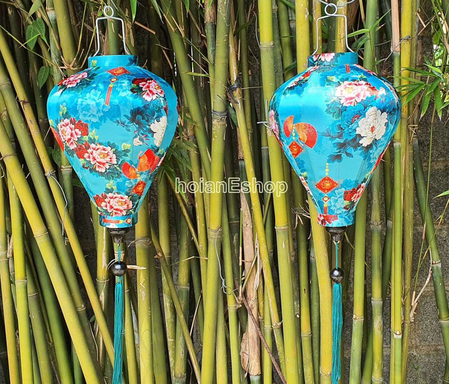 Set 2 Vietnam lanterns 35cm - New 3D flower fabric - Wedding lanterns - Restaurant lanterns - Buyer choose shape and color
