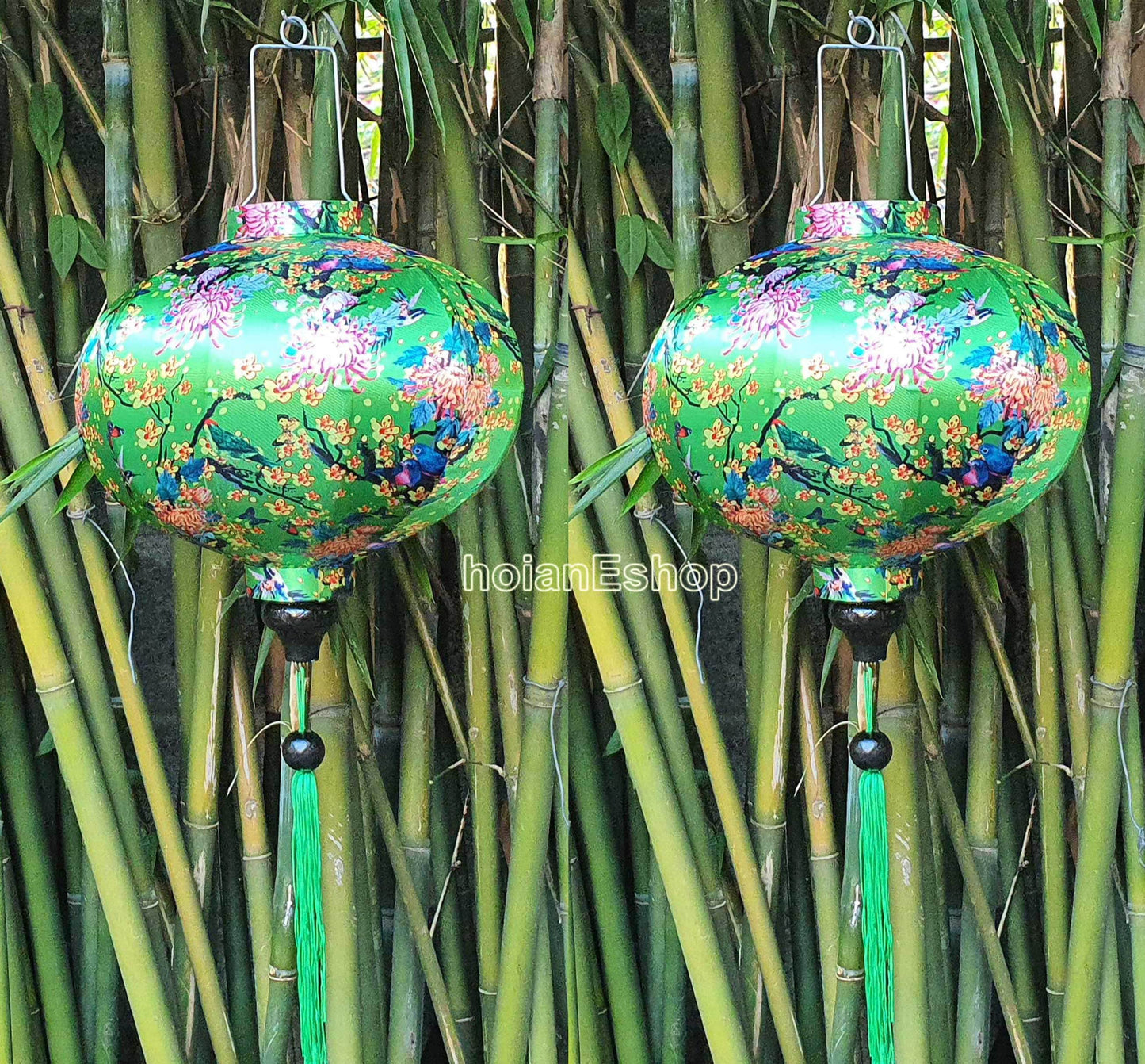 Set 2 Vietnam bamboo silk lanterns 35cm - New 3D flower fabric - Wedding lanterns - Buyer choose shape and color - Personalization lantern