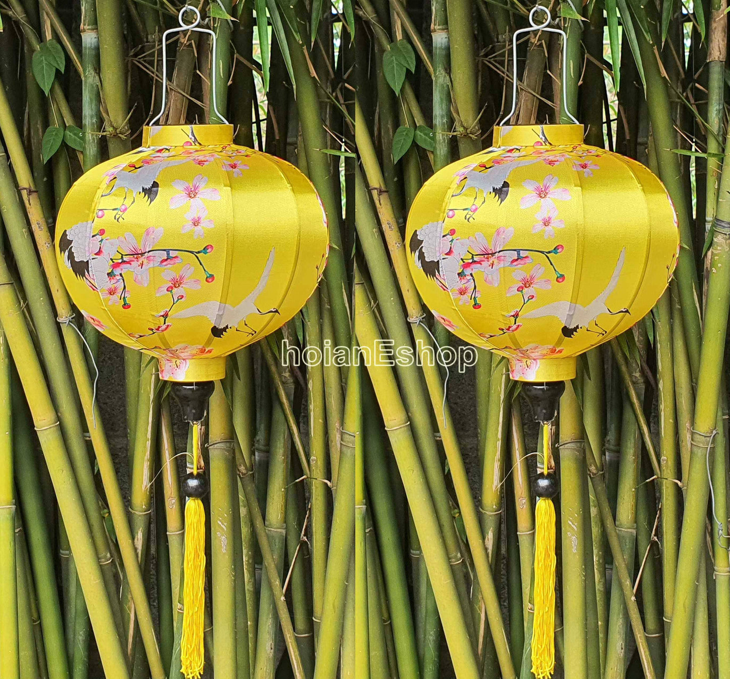 Set 2 Vietnam bamboo silk lanterns 35cm - New 3D flower fabric - Wedding lanterns - Buyer choose shape and color - Personalization lantern