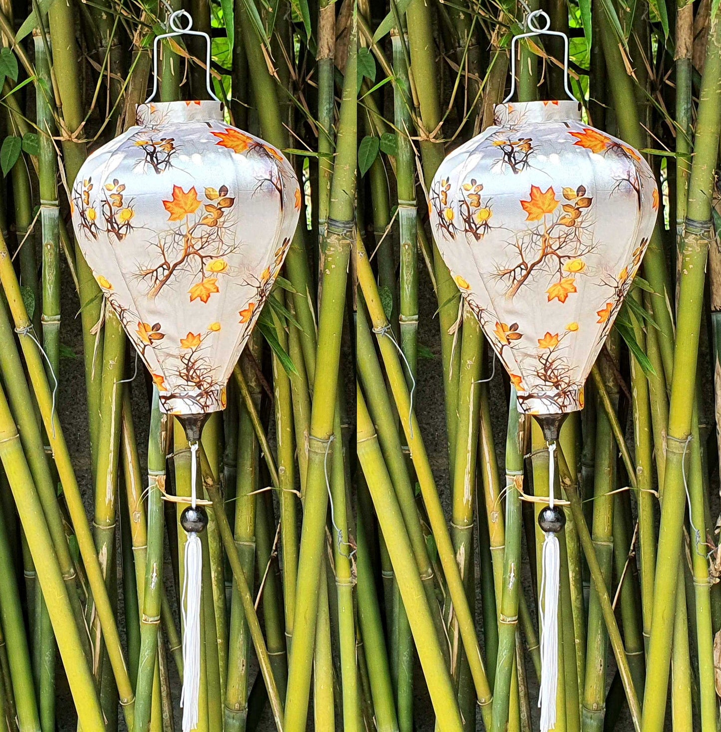 Set 2 Vietnam lanterns 35cm - New 3D flower fabric - Wedding lanterns - Restaurant lanterns - Buyer choose shape and color