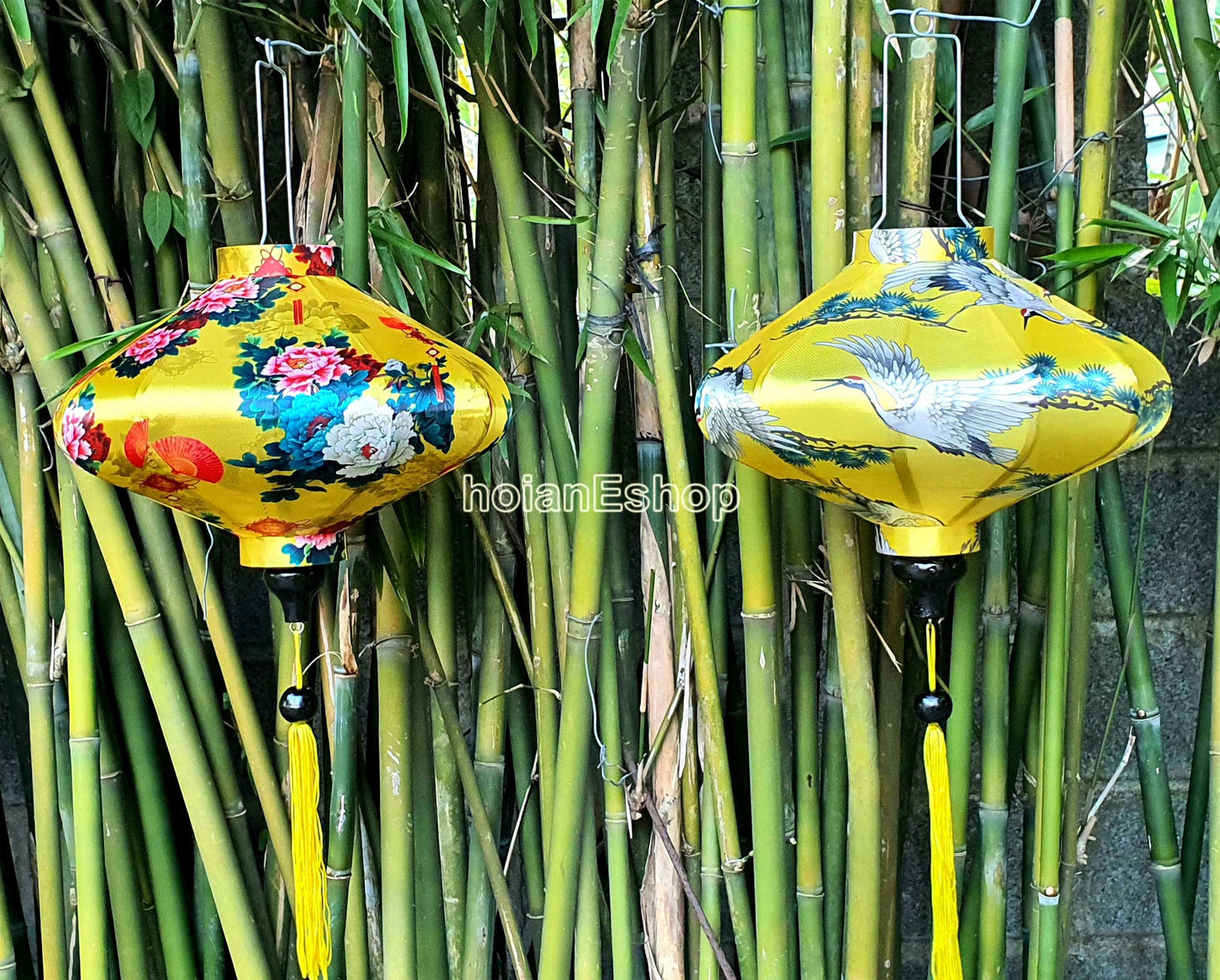 Set 2 Vietnam lanterns 35cm - New 3D flower fabric - Wedding lanterns - Restaurant lanterns - Buyer choose shape and color