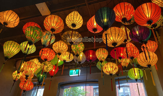 Set 30 Hoi An silk lanterns for Restaurant decor - Size 55cm - Lanterns for Restaurant decor - Outdoor and patio decor- Coffee shop hanging