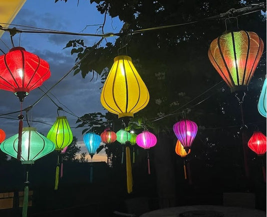Hoi An Bamboo Silk lanterns 35cm for Garden Party Decor - Patio decor - Restaurant decoration - Buyer choose shape and colors - Set 20 pcs