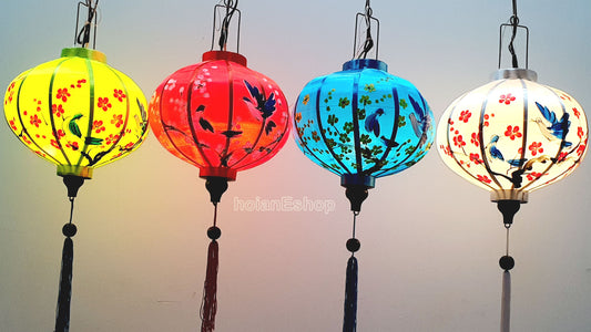 Set 4 pcs handpainted hoi an silk lanterns for wedding party decoration - patio decor - balcony decor - wholesale silk lantern