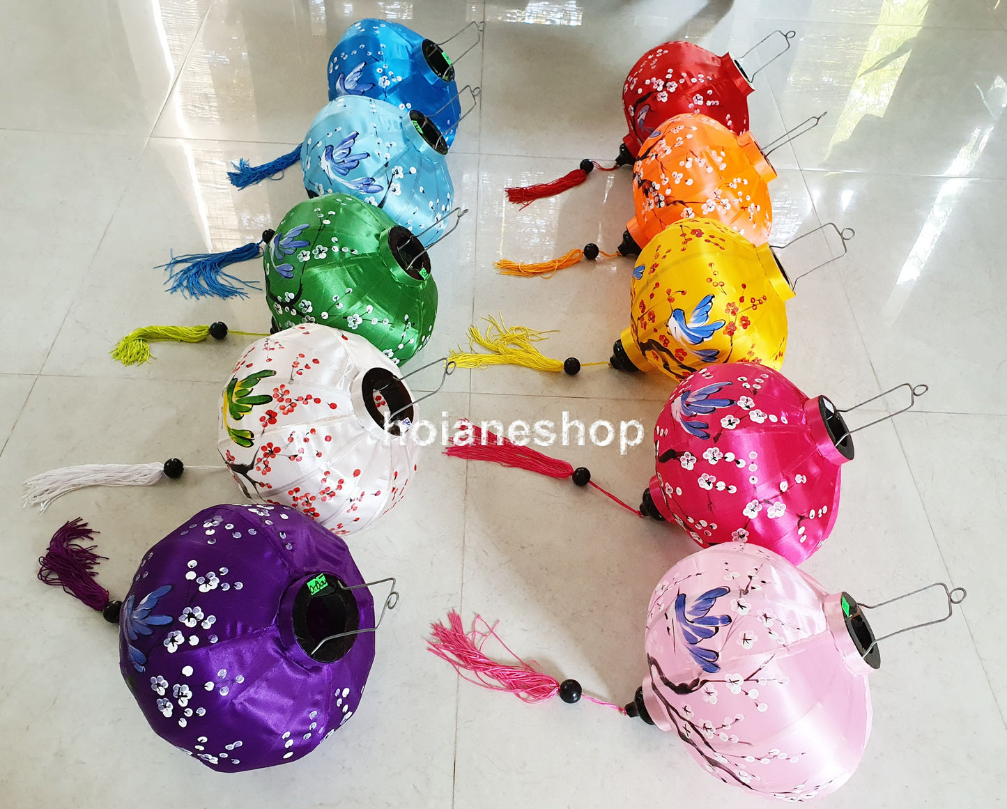 Set 4 pcs handpainted hoi an silk lanterns for wedding party decoration - patio decor - balcony decor - wholesale silk lantern