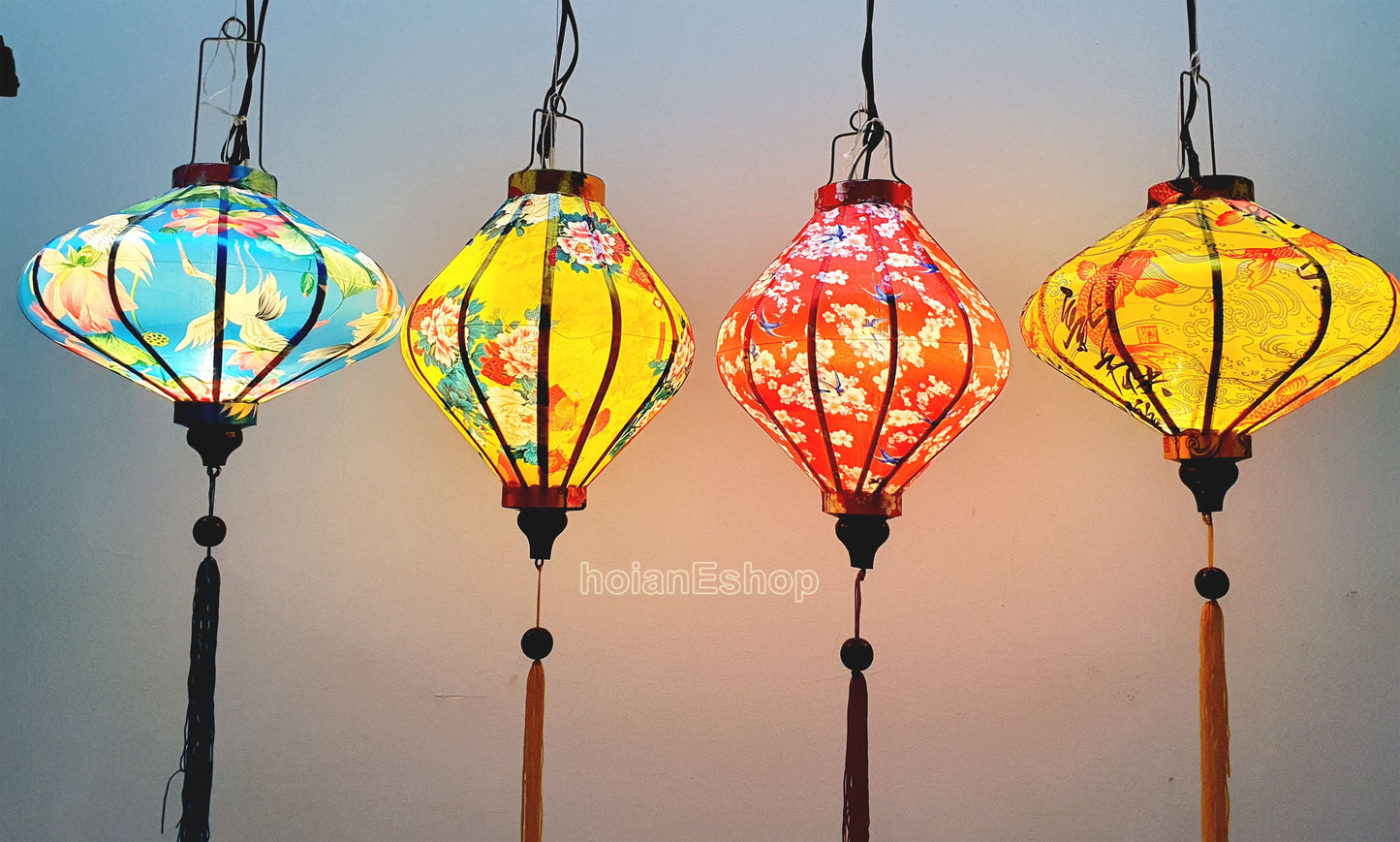 Set 4 Vietnam bamboo lanterns 35cm for Christmas decorations - Lanterns for Outdoor Hanging -Home lamp decoration - Lanterns for Restaurant