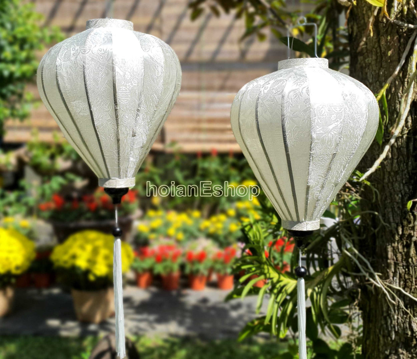 White Silk Lanterns For Ceiling hanging Ceiling decorations - White lanterns for Reataurant Decor Coffee shop decor - Set 20 PCS - Size 55cm