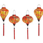 Vietnamese Hoi An Silk Lanterns for traditional TET decorations - Lunar New Year Decor - Wedding party decor - SET 4 PCS