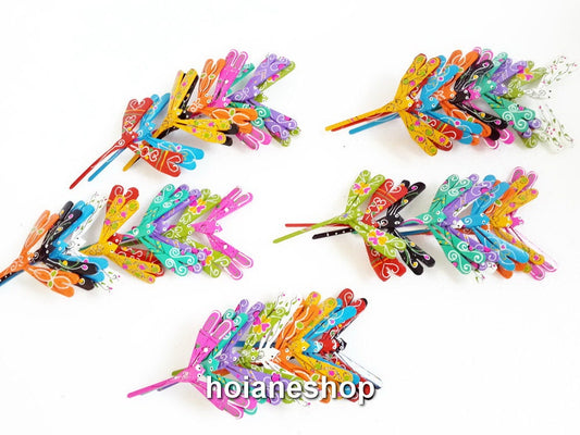 Set 50 pcs Painted Self Balancing Bamboo Dragonfly Decoration 2.7''  for Wedding Decoration, wedding gifts, gifts for mom, gifts for baby