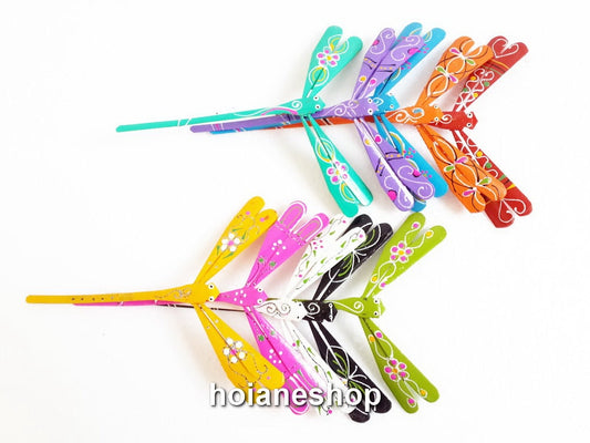 Set 20 pcs Painted Self Balancing Bamboo Dragonfly Decoration 4.7''  for Wedding Decor-  gifts for him, gifts for mom, gifts for baby