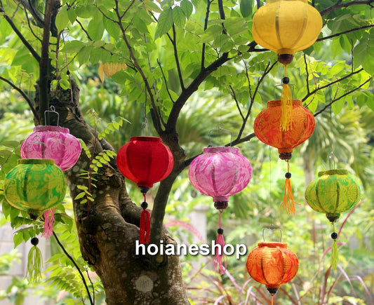 Set of 8 pcs hoi an string lanterns 10cm for wedding decorations, restaurant lamp, dinning lantern, christmas decor lanterns